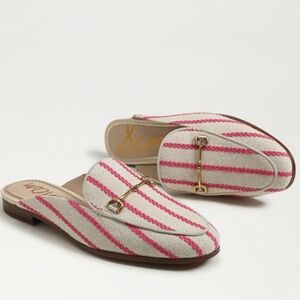Sam Edelman NEW NIB Linnie Taffy Pink Chain Slip On Almond Toe Flats Mules